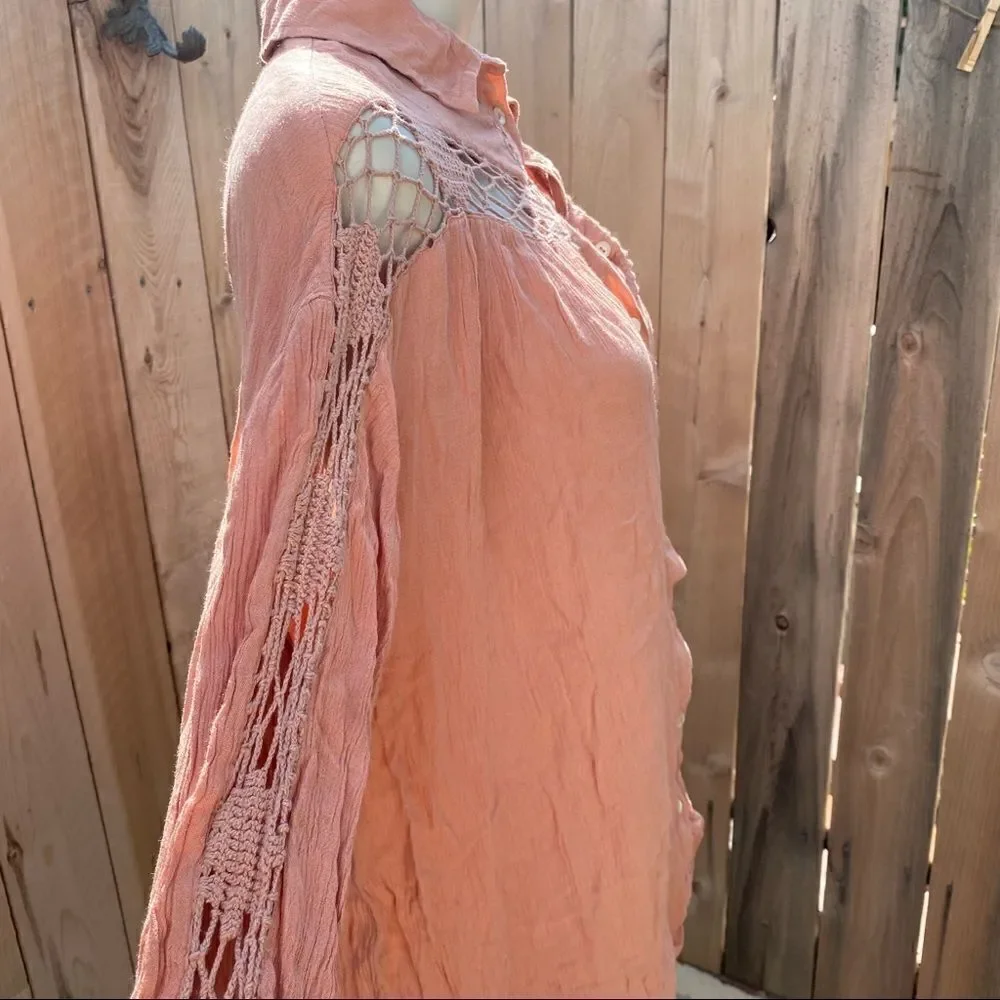 Free People Katie Bird Buttondown Blouse size medium